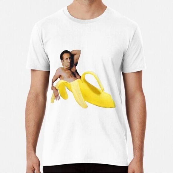 Limited Edition Tops - Seductive Nicky Cage Lounging in Banana tee